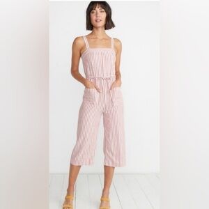 Like New Marine Layer Rita Cherry Striped Red/White Cropped Romper- Medium